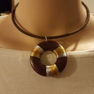 Brown life preserver wired cloth necklaces